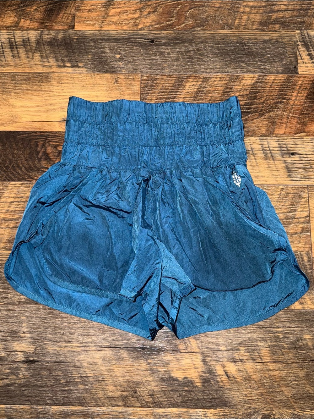 FP Movement by Free People Teal High-Waist Smocked Shorts